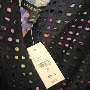 Lane Bryant Black Multicolor Eyelet Dress, Summer Sleeveless Dress, NEW, SZ 26